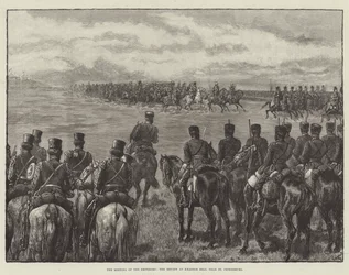 Das Treffen der Kaiser, die Parade in Krasnoe Selo, nahe St. Petersburg